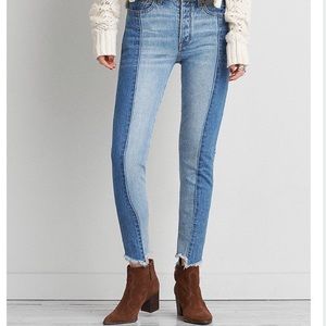 American eagle two tone mom jeans